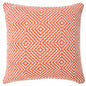 20" X 20" Orange And White 100% Cotton Geometric Zippered Pillow