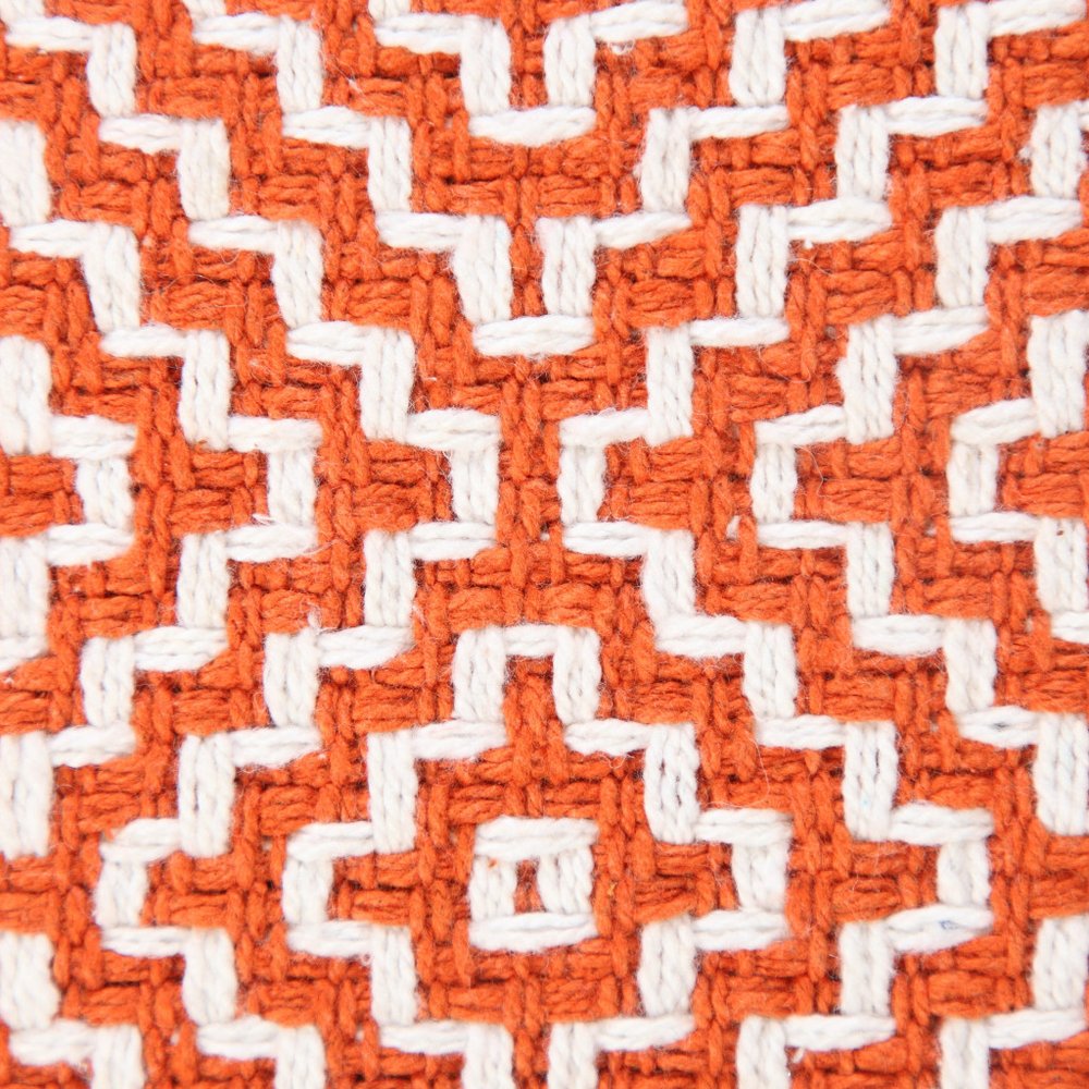 20" Orange And White Geometric Cotton Throw Pillow