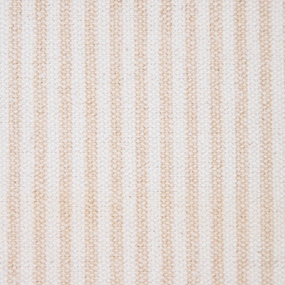 20" X 20" Beige And White 100% Cotton Striped Zippered Pillow