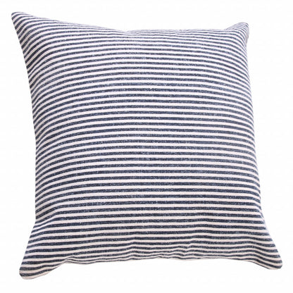 20" X 20" Beige And White 100% Cotton Striped Zippered Pillow