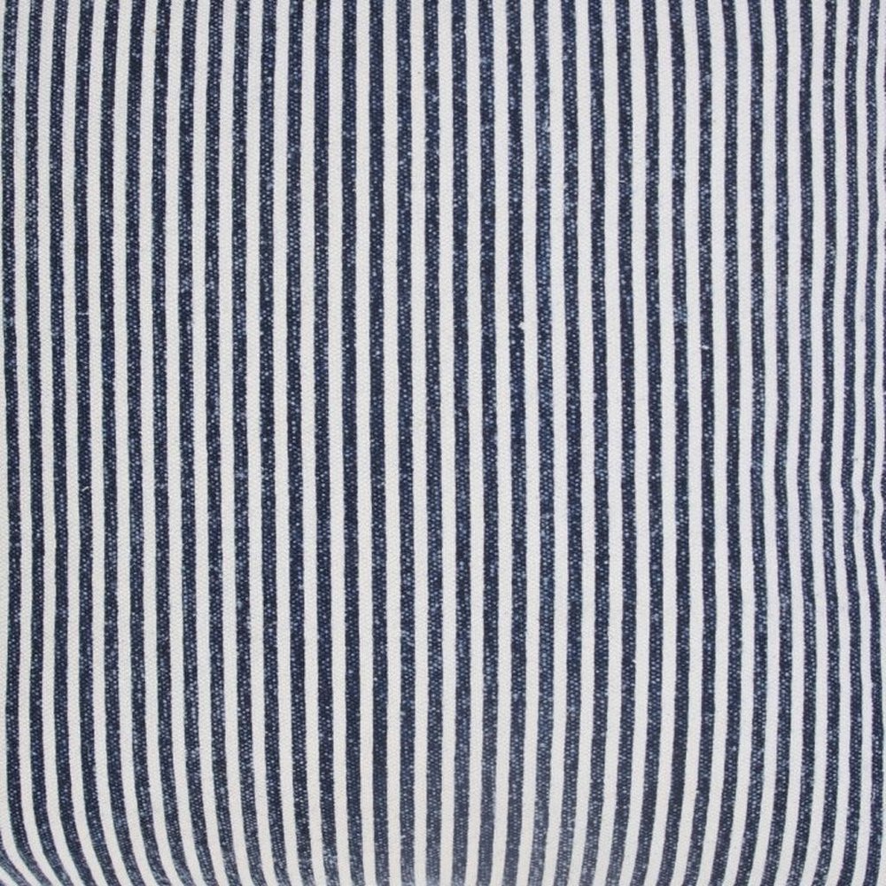 20" X 20" Beige And White 100% Cotton Striped Zippered Pillow