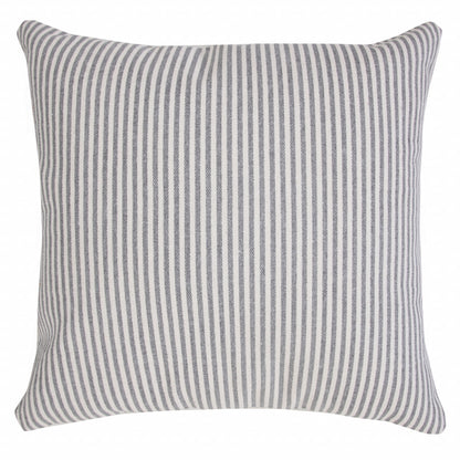 20" X 20" Beige And White 100% Cotton Striped Zippered Pillow