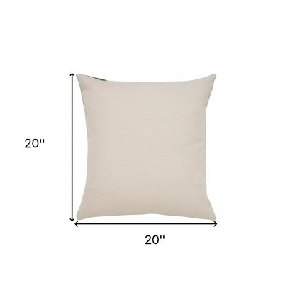 20" X 20" Green And White 100% Cotton Striped Zippered Pillow