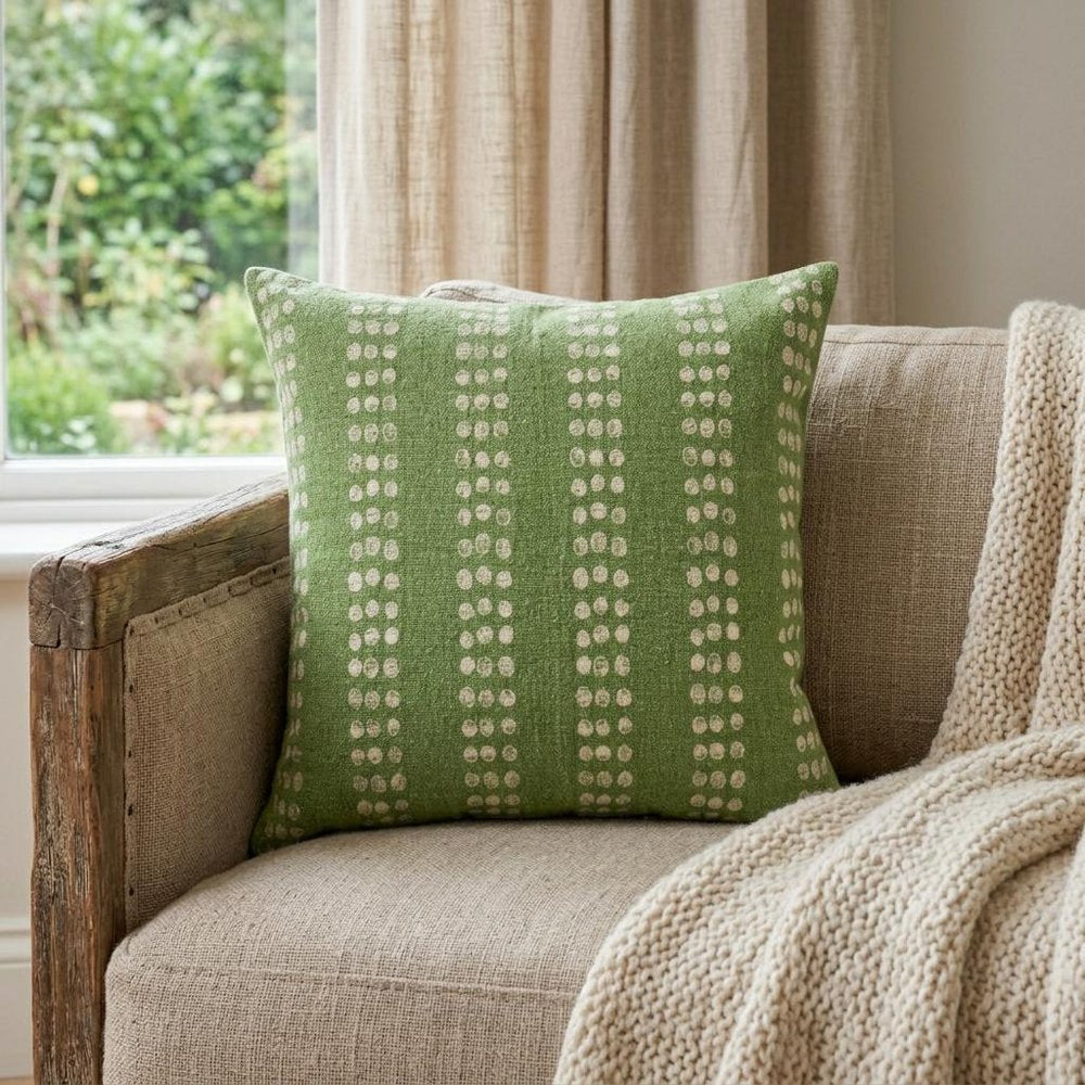 20" X 20" Yellow And White 100% Cotton Striped Zippered Pillow