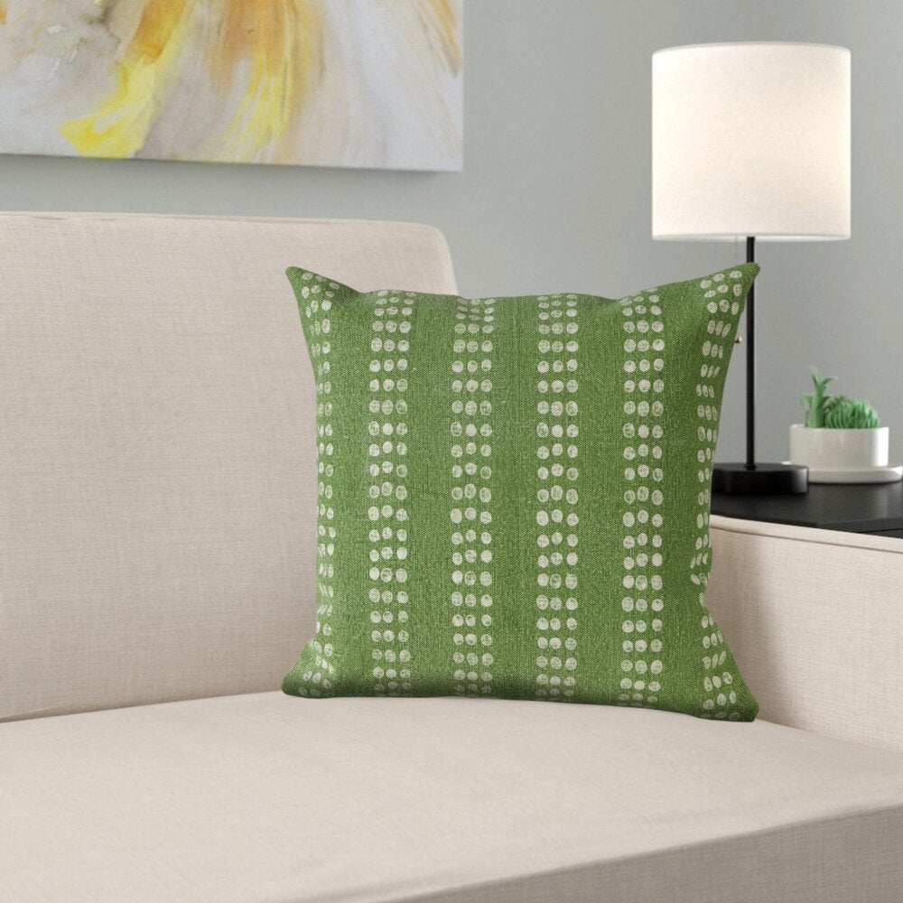 20" X 20" Yellow And White 100% Cotton Striped Zippered Pillow