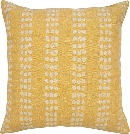 20" X 20" Yellow And White 100% Cotton Striped Zippered Pillow
