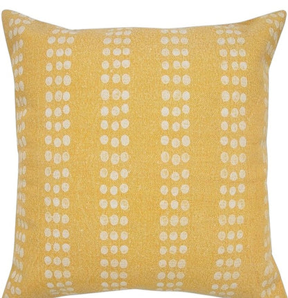 20" X 20" Yellow And White 100% Cotton Striped Zippered Pillow