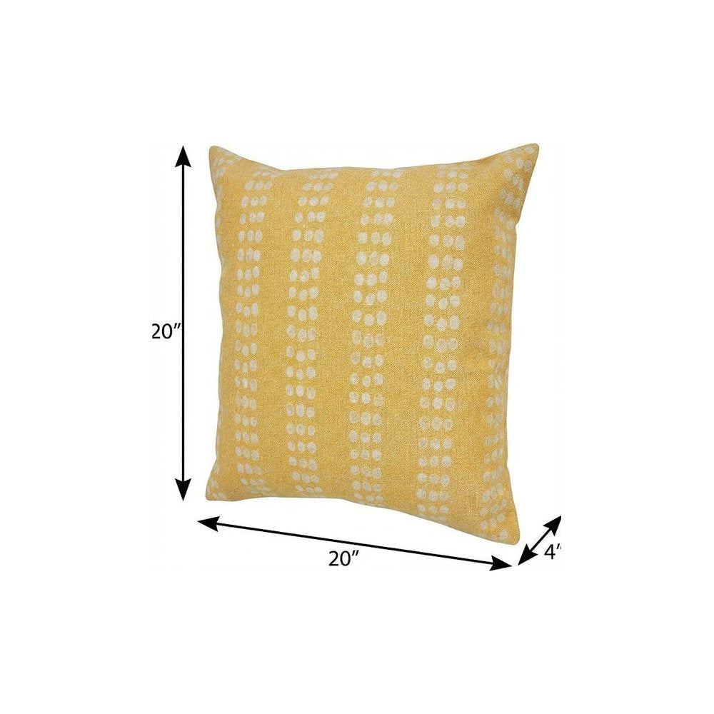 20" X 20" Green And White 100% Cotton Striped Zippered Pillow