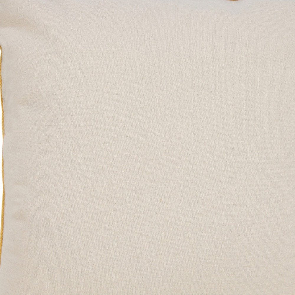 20" X 20" Yellow And White 100% Cotton Striped Zippered Pillow