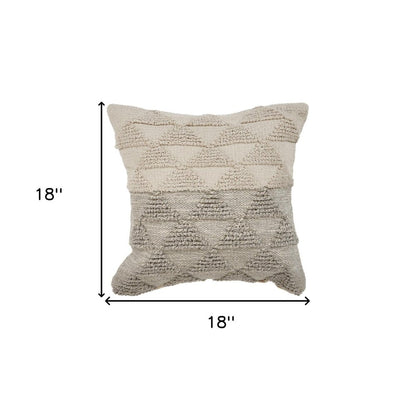 20" X 20" Bright Blue And Off-White 100% Cotton Geometric Zippered Pillow