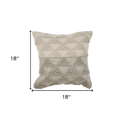 18" X 18" Gray and Beige Geometric Cotton Zippered Pillow