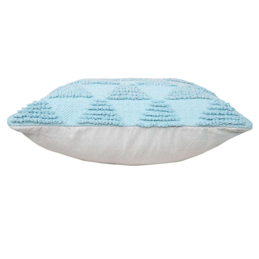 20" Blue And Off White Geometric Cotton Throw Pillow