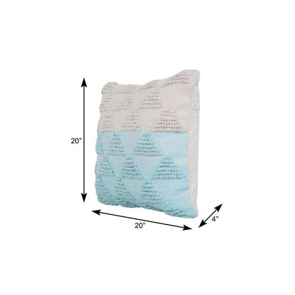 20" X 20" Heathered Gray And Off-White 100% Cotton Geometric Zippered Pillow
