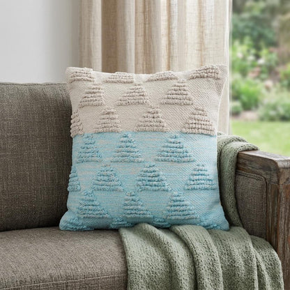 20" X 20" Heathered Gray And Off-White 100% Cotton Geometric Zippered Pillow