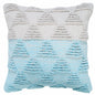 20" X 20" Bright Blue And Off-White 100% Cotton Geometric Zippered Pillow