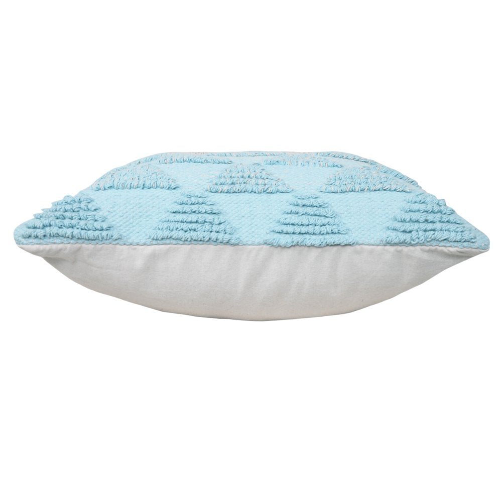 20" X 20" Bright Blue And Off-White 100% Cotton Geometric Zippered Pillow