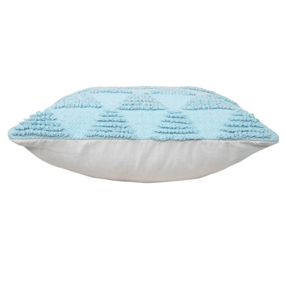 20" X 20" Bright Blue And Off-White 100% Cotton Geometric Zippered Pillow