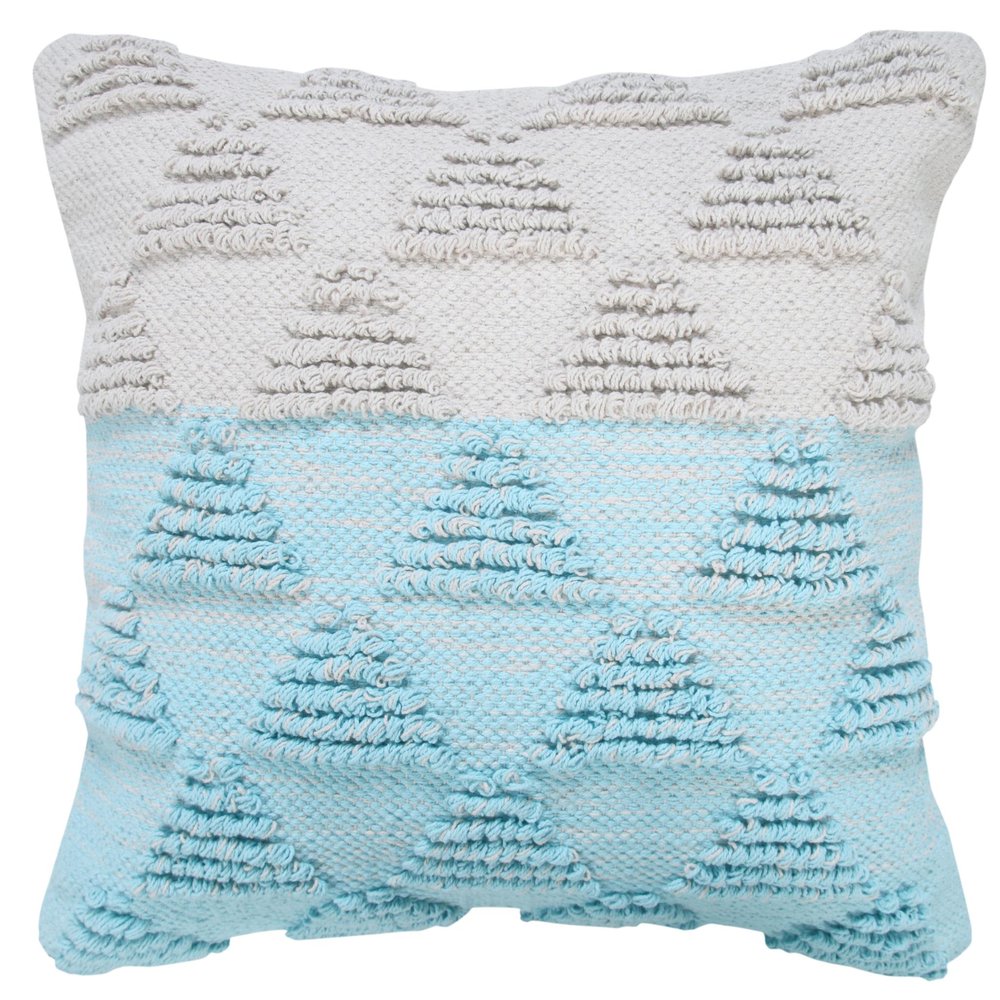 20" X 20" Heathered Gray And Off-White 100% Cotton Geometric Zippered Pillow
