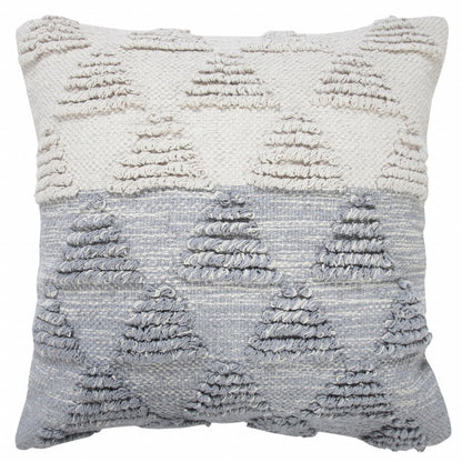20" Blue And Off White Geometric Cotton Throw Pillow