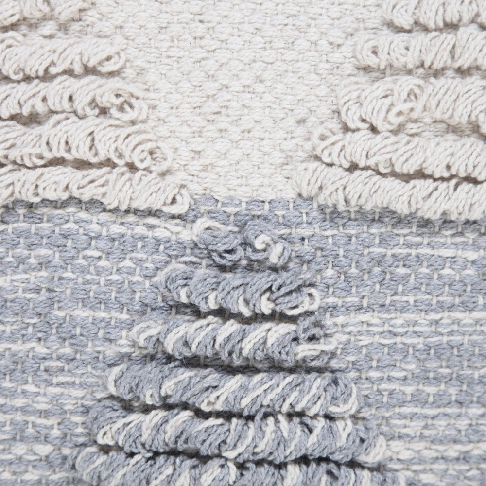 20" X 20" Bright Blue And Off-White 100% Cotton Geometric Zippered Pillow