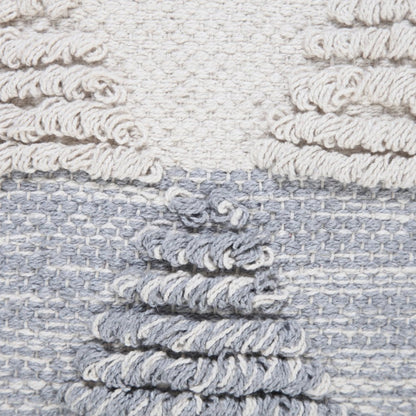 20" X 20" Bright Blue And Off-White 100% Cotton Geometric Zippered Pillow