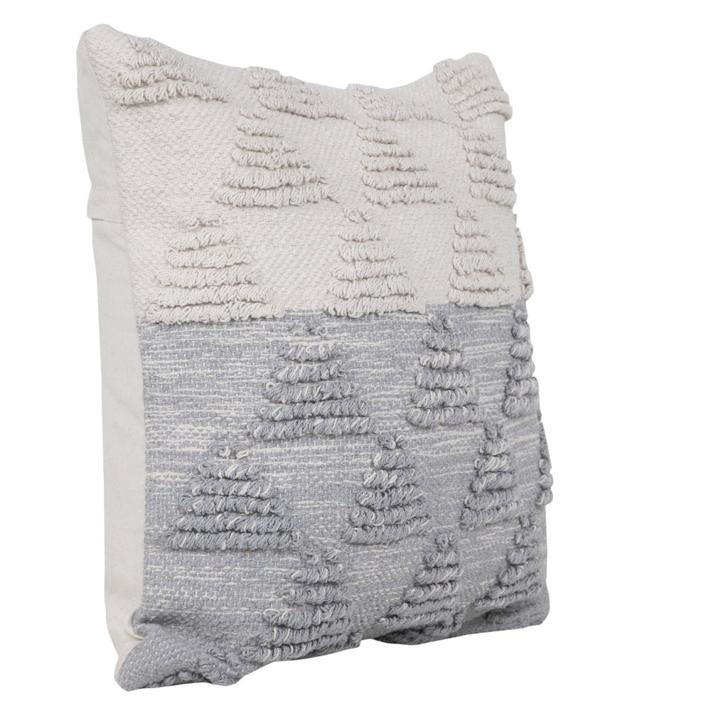 20" Blue And Off White Geometric Cotton Throw Pillow