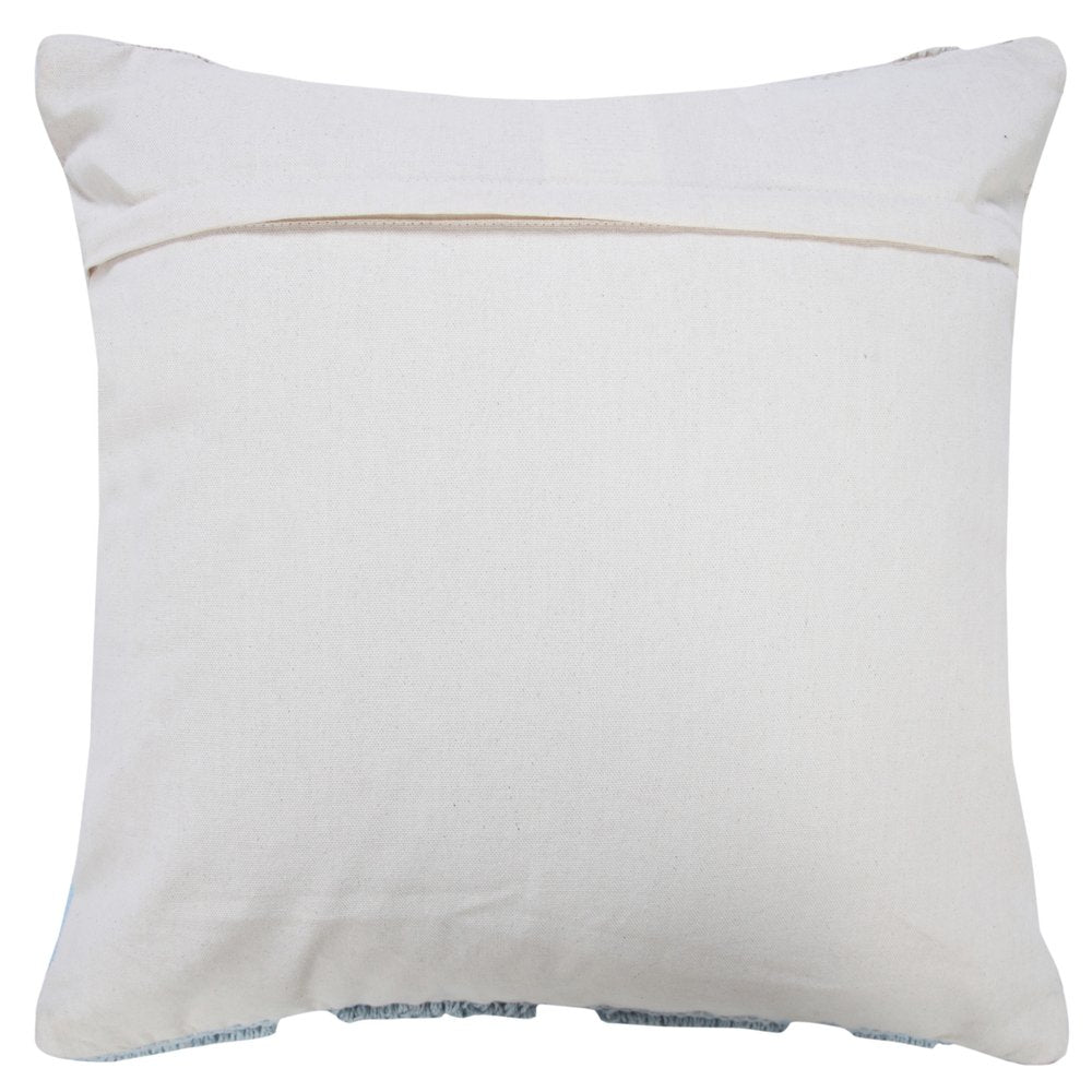 20" X 20" Bright Blue And Off-White 100% Cotton Geometric Zippered Pillow