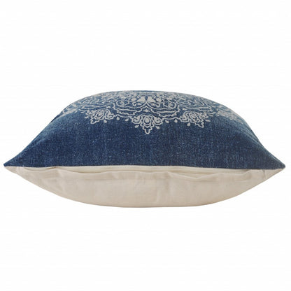 20" X 20" Pale Gray And White 100% Cotton Geometric Zippered Pillow