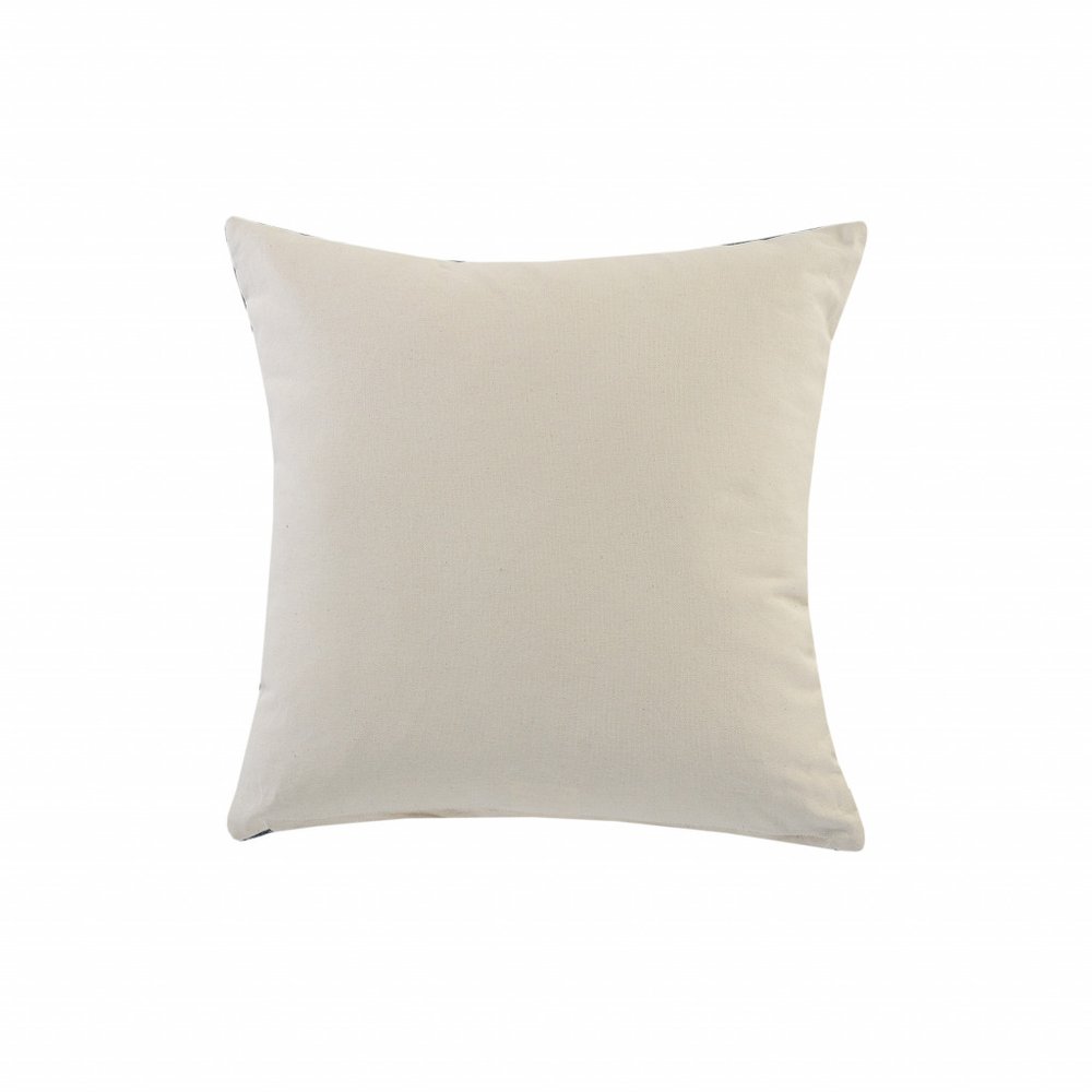 20" X 20" Jet Black And White 100% Cotton Geometric Zippered Pillow