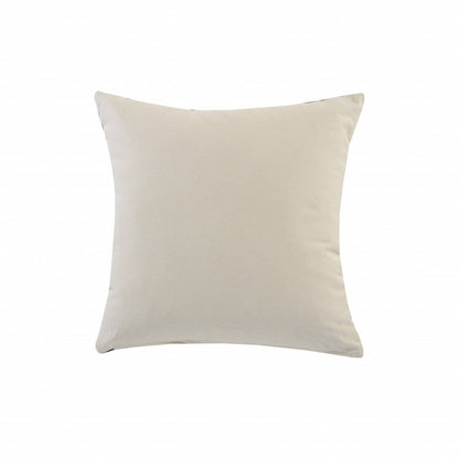 20" X 20" Jet Black And White 100% Cotton Geometric Zippered Pillow