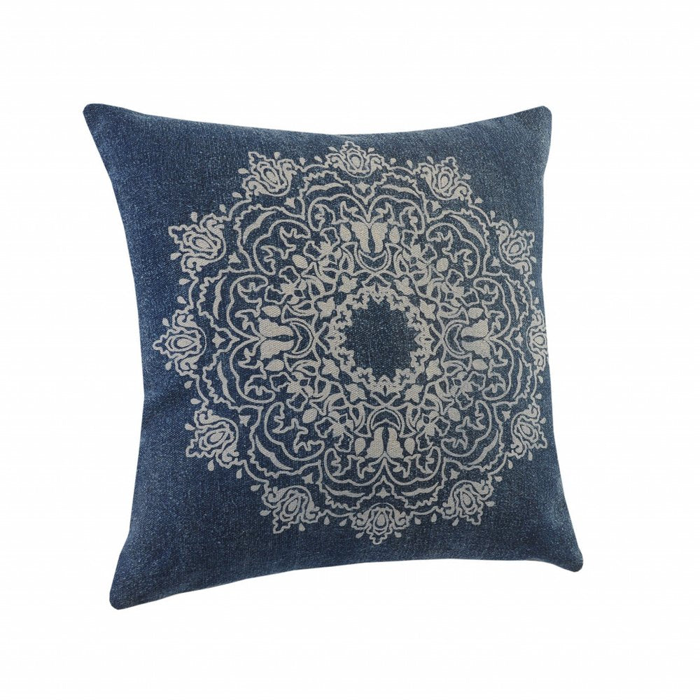 20" X 20" Jet Black And White 100% Cotton Geometric Zippered Pillow