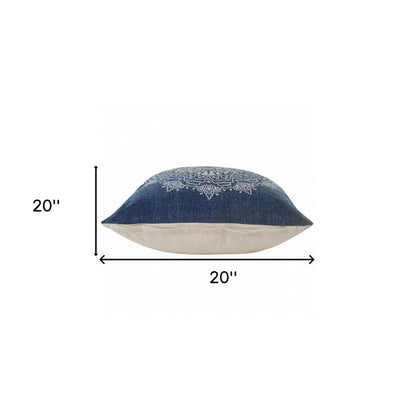 20" X 20" Pale Gray And White 100% Cotton Geometric Zippered Pillow