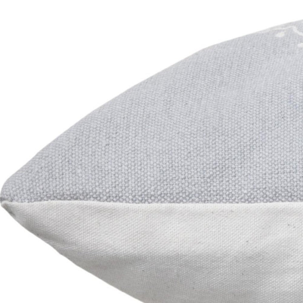 20" X 20" Blue And White 100% Cotton Geometric Zippered Pillow