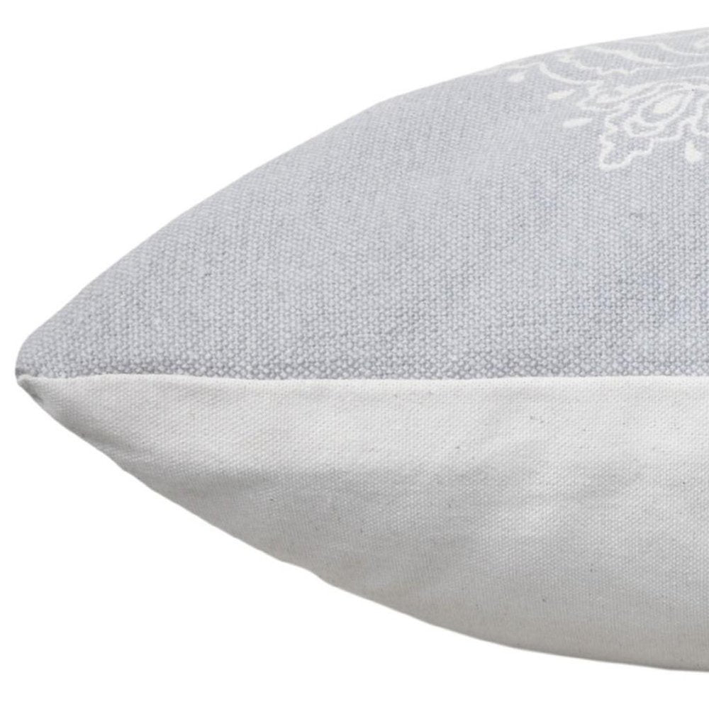 20" X 20" Blue And White 100% Cotton Geometric Zippered Pillow