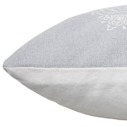 20" X 20" Blue And White 100% Cotton Geometric Zippered Pillow