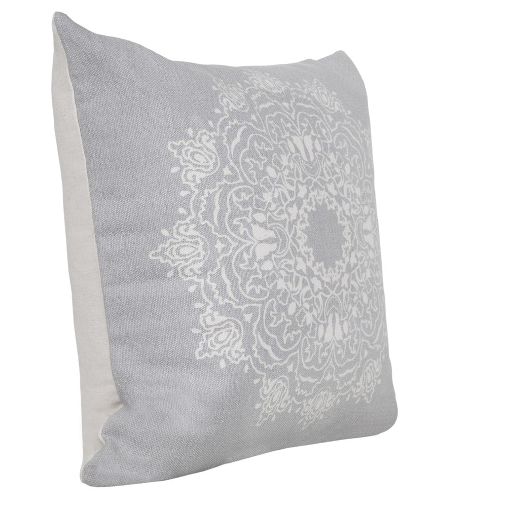 20" X 20" Jet Black And White 100% Cotton Geometric Zippered Pillow
