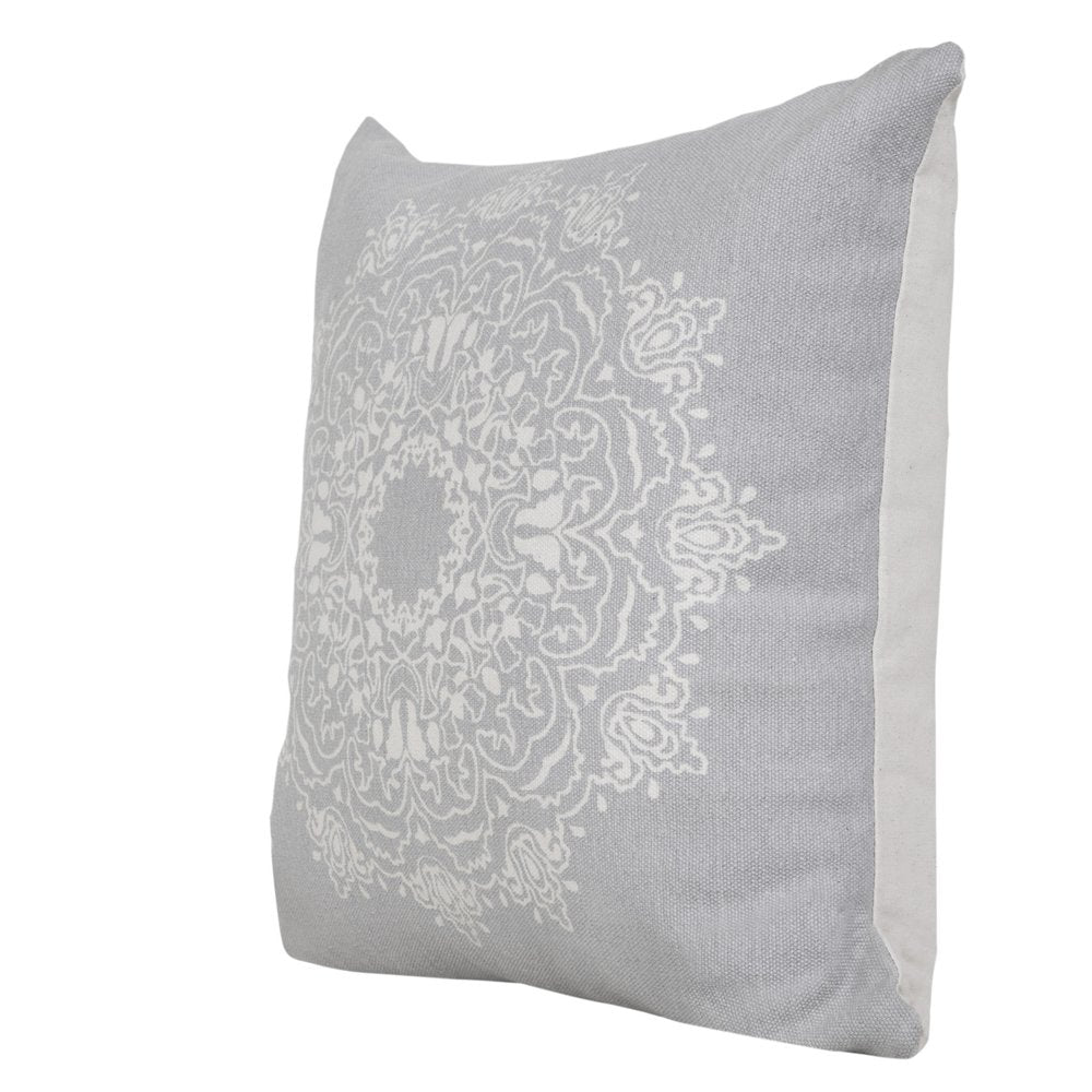 20" X 20" Jet Black And White 100% Cotton Geometric Zippered Pillow