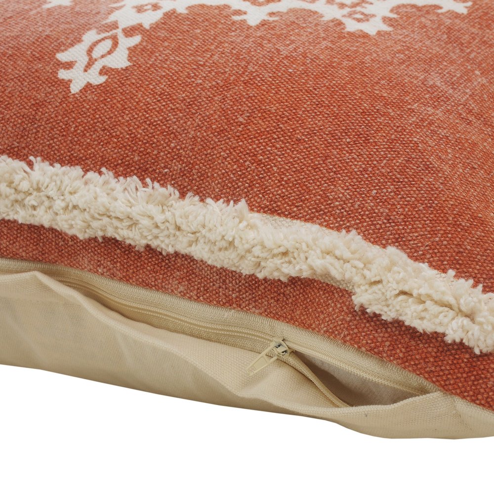 20" Orange and Off White Throw Pillow