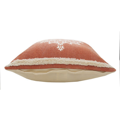 20" Orange and Off White Throw Pillow