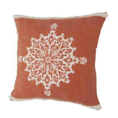 20" Orange and Off White Throw Pillow