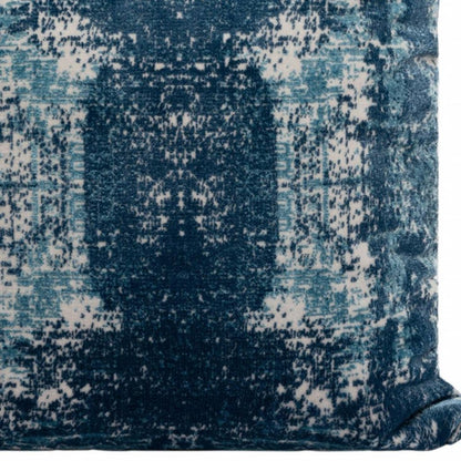 20" Blue And Ivory Abstract Throw Pillow