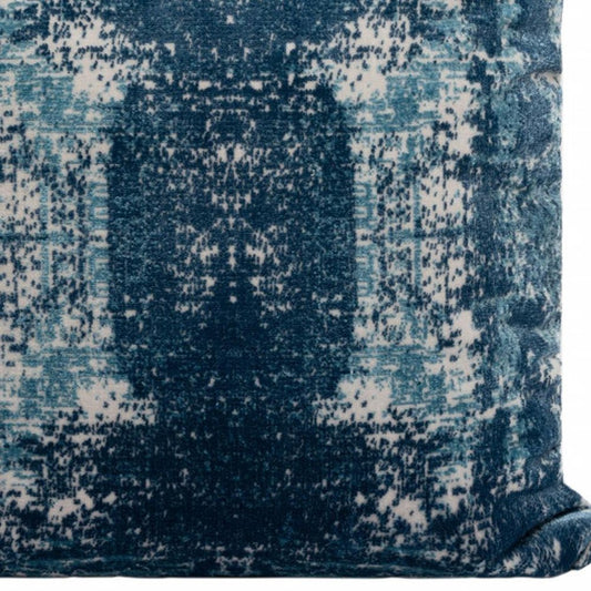 20" Blue And Ivory Abstract Throw Pillow