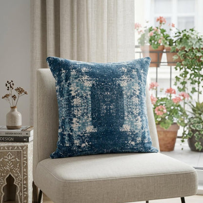 20" Blue And Ivory Abstract Throw Pillow