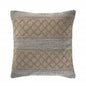 20" X 20" Beige And Grayish Blue 100% Cotton Geometric Zippered Pillow