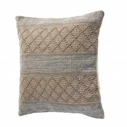 20" Beige And Gray Cotton Geometric Throw Pillow