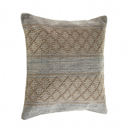 20" Beige And Gray Cotton Geometric Throw Pillow