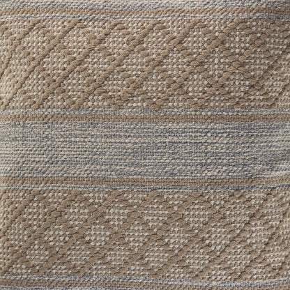 20" Beige And Gray Cotton Geometric Throw Pillow