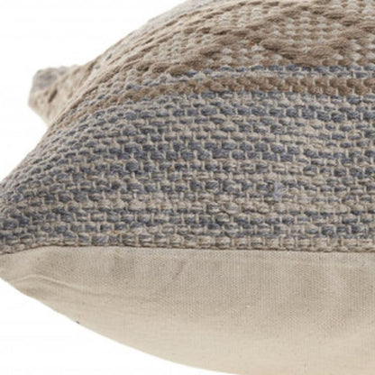 20" Beige And Gray Cotton Geometric Throw Pillow