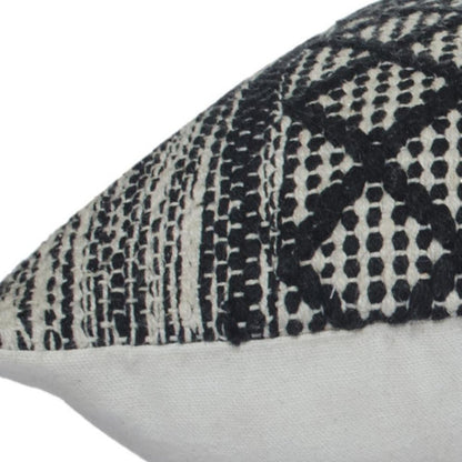20" Beige And Gray Cotton Geometric Throw Pillow