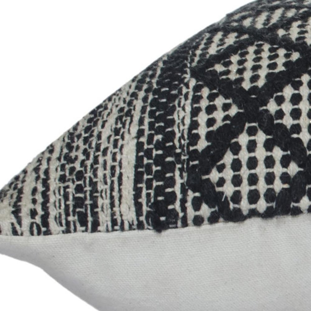 20" Beige And Gray Cotton Geometric Throw Pillow